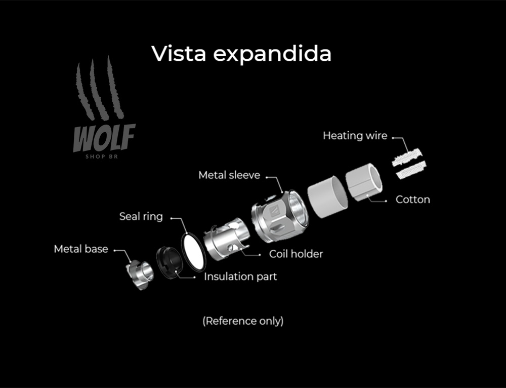 Vista Expandida da Bobina Coil Reposição Vaporesso GT Core na Wolf