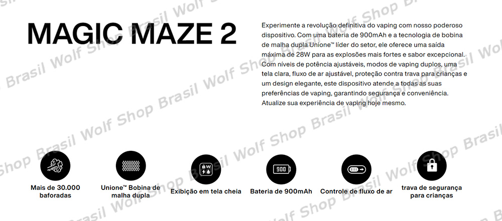 Tecnologia Pod Descartável Oxbar Magic Maze 2 na Wolf