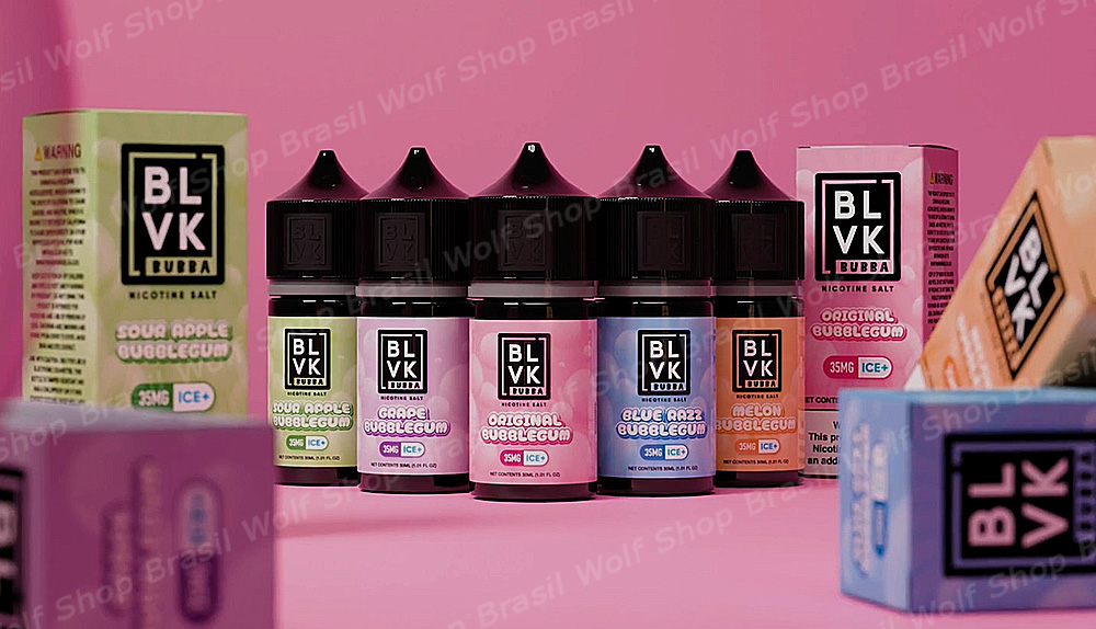 Banner de apresentação do líquido Nic Salt BLVK Bubba 30ML 35MG 50MG na Wolf