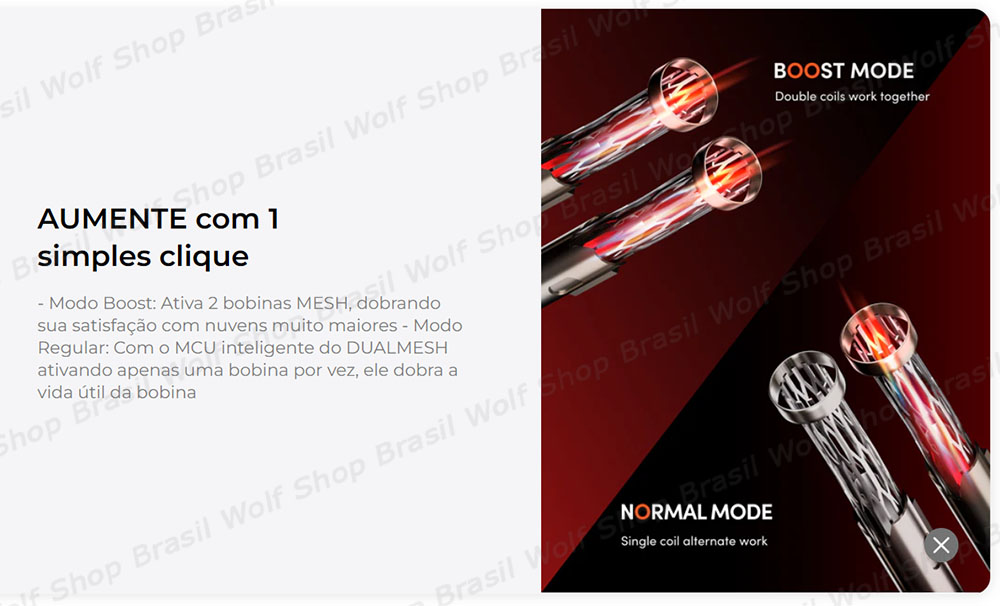 Modo Boost no Pod Descartável Waka soPro PA10000 na Wolf Shop