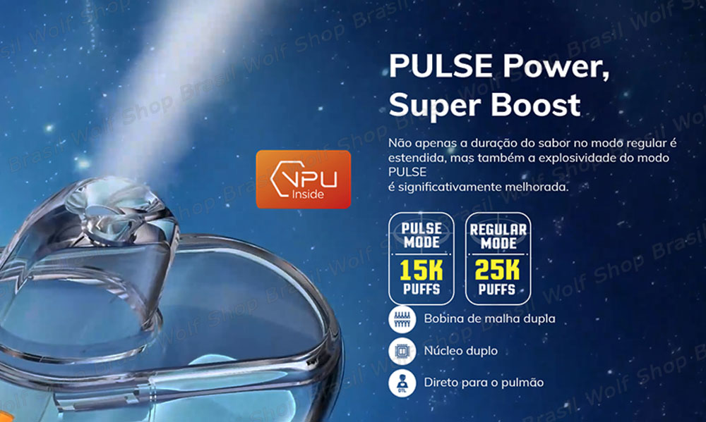 Modo inovador Pulse Power no Pod Descartável GEEK BAR PULSE X com 25K na Wolf