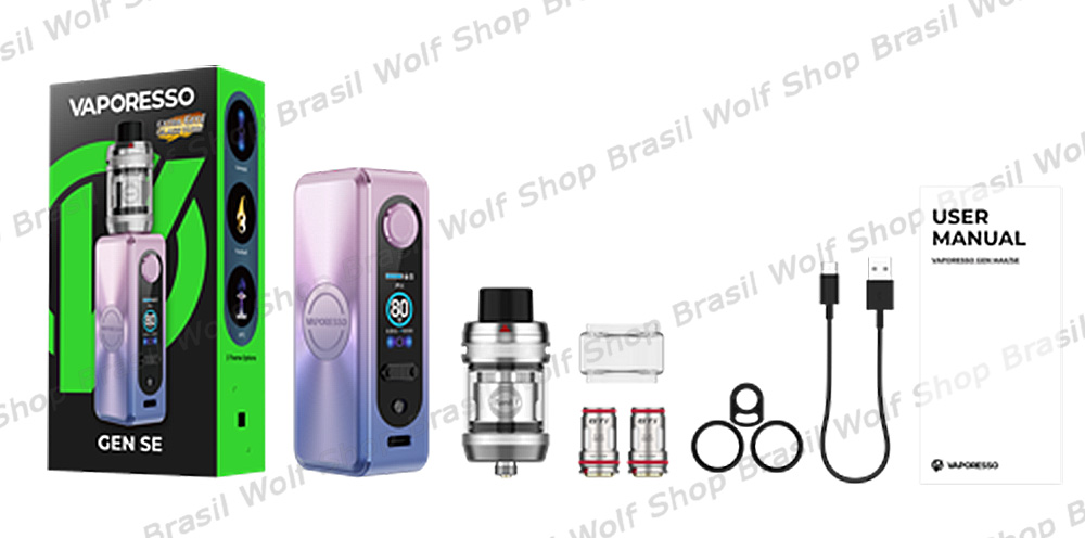 Itens inclusos no Vape Vaporesso GEN SE na Wolf Shop