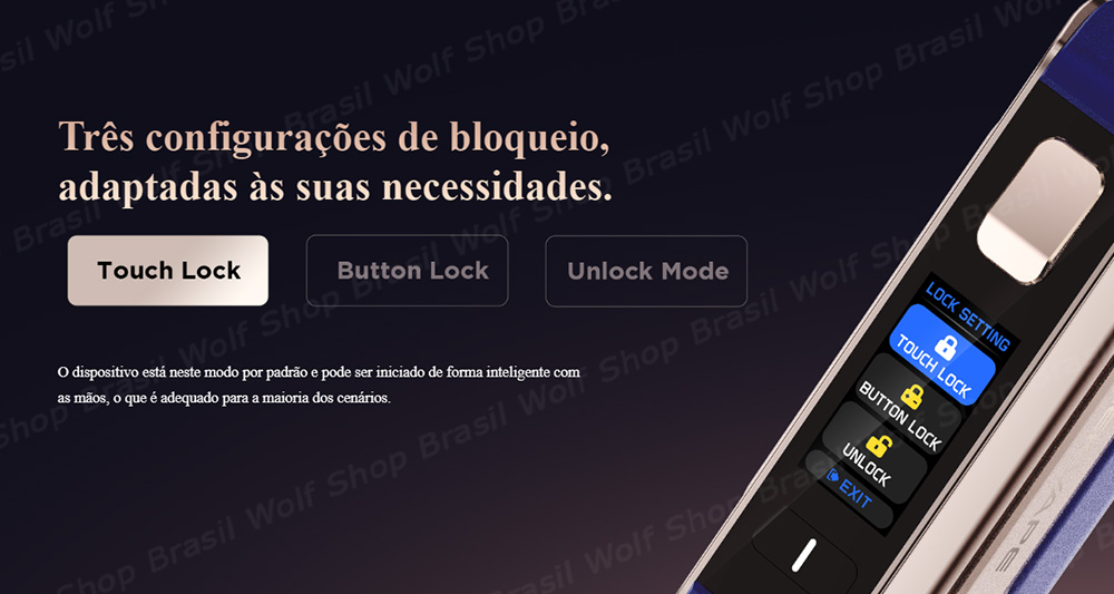 Configurações de bloqueio Vape GEEKVAPE Aegis Legend 3 L300 na Wolf Shop