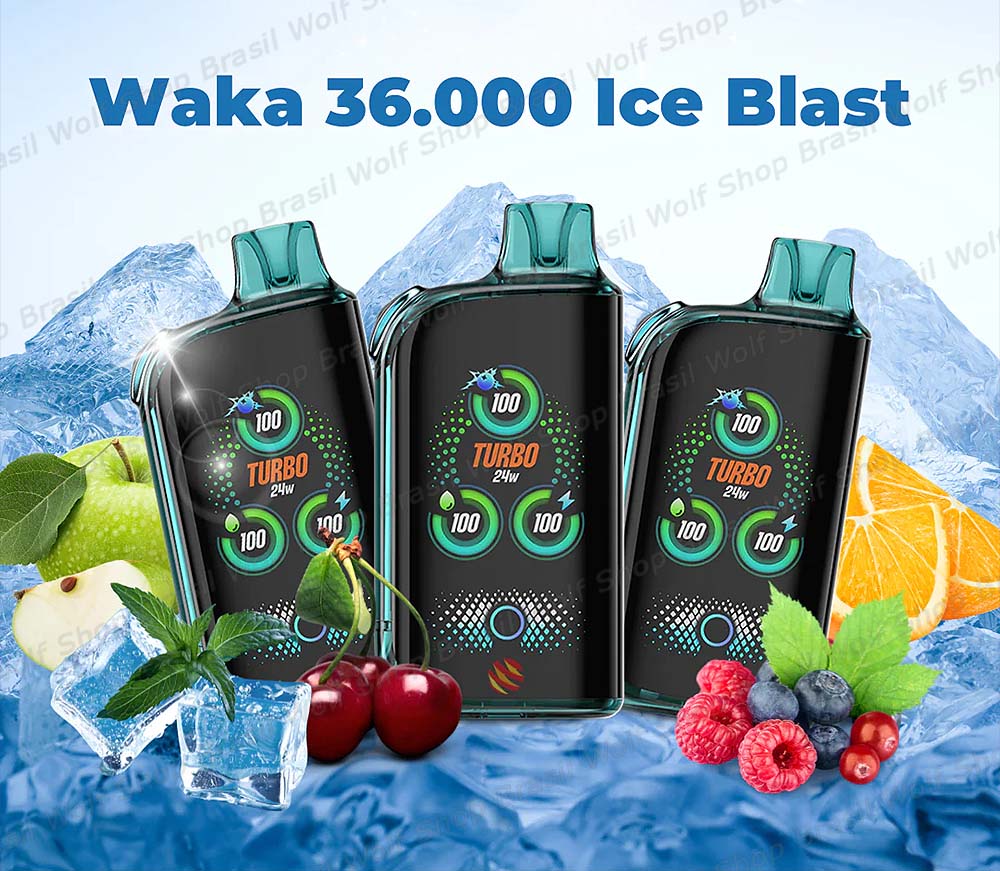 Pod Descartável WAKA 36k 36000 Puffs Ice Blast na Wolf Shop