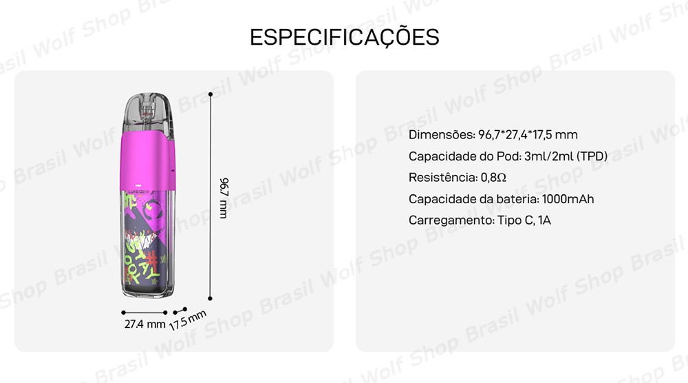 Especificações Pod System Vaporesso XROS Luxe Q2 SE na Wolf Shop