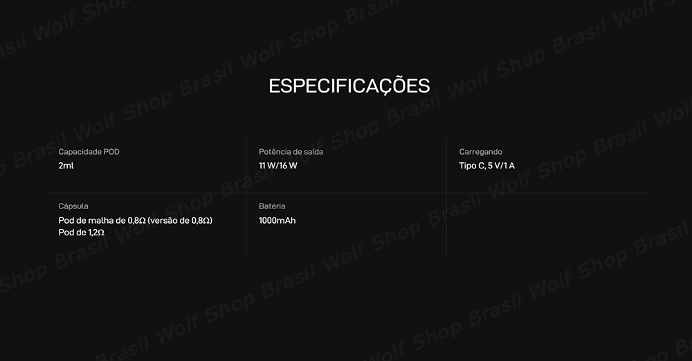 Especificações Pod System Vaporesso XROS Mini na Wolf Shop