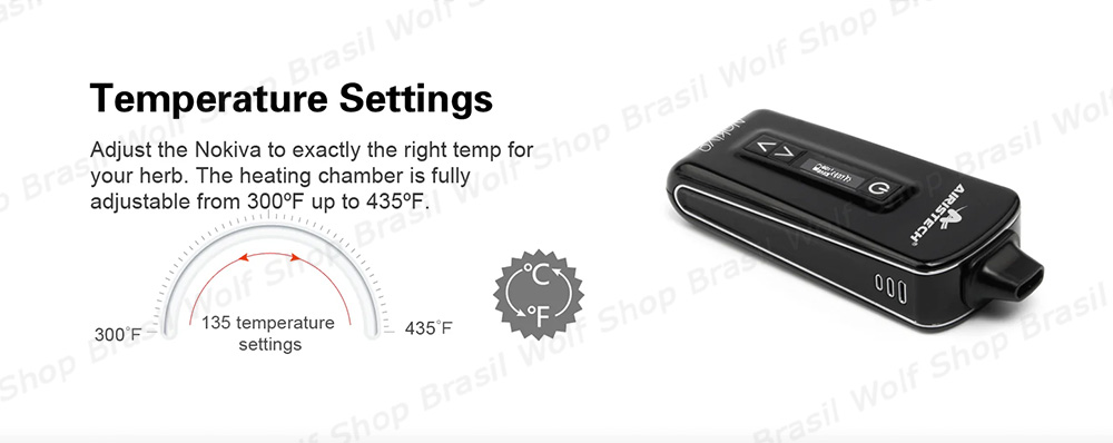 Temperatura Vaporizador de Ervas Airistech Herbva Nokiva na Wolf Shop